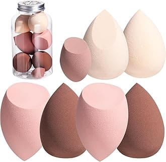 BS-MALL Makeup Sponge Set for Foundation Concealer Brown Color Pack of 7