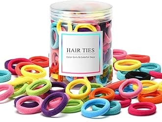 Omszte,100 Pcs Baby Hair Ties, Seamless Cotton Toddler Hair Ties for Girls and Kids, Multicolor Small Soft Hair Elastics Ponytail Holders(10Colors)