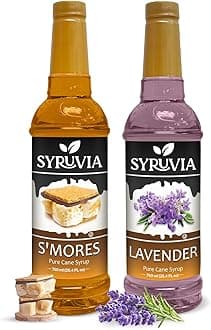 Syruvia Coffee Syrup Variety Pack - S'mores & Lavender- Gluten-Free, Kosher, 25.4 fl oz Bottles - Enhance Your Coffee Experience with Premium Flavoring Syrups