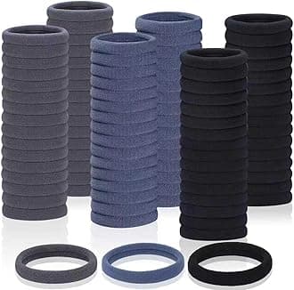 150 Pcs Seamless Elastic Hair Ties No Damage for Thick & Thin Hair, Ponytail Holders, Elastics, Soft Pony Tails Bands for Women, Black & Gray & Navy Blue