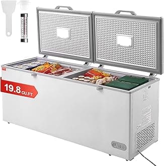 VEVOR Chest Freezer, 19.8 Cu.ft / 561 L Large Deep Freezer with Split Top Double Locking Lids, Freestanding Commercial Chest Freezer & 4 Removable Baskets, 7-Level Adjustable Temp, LED Light, 6 Wheels