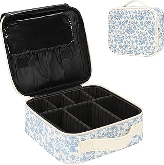 Travel Makeup Case, Professional Makeup Artist Makeup Bag, Portable Makeup Train Case Organizer with Adjustable Dividers, Cute Cosmetic Bags Birthday Gifts for Girls and Women, Floral Print