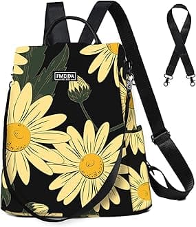 Backpack Purse for Women - Travel Anti-Theft Backpacks Nylon Waterproof Daypack College Bookbag Shoulder Bag Sunflower