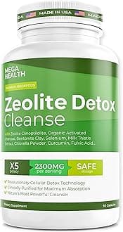 2300 MG Zeolite Detox Cleanse – Ultra-Fine Clinoptilolite Zeolite Detox, Activated Charcoal & Bentonite Clay – Liver & Gut Detox Cleanse, Toxin Flush, Digestive, Max Absorption, 90 Vegan Capsules