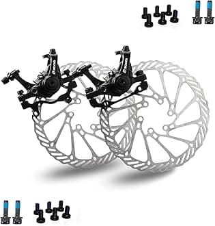 BUCKLOS Mountain Bike Disc Brake kit, MTB Mechanical Line Pulling Disc Brakes Caliper with Aluminum Alloy Levers /160mm Rotor,/is/PM Universal Adapter for Ebike/Folding Bike/Scooter/Fat Bike
