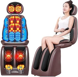 Full Body Massage Mat with Heat & 3-position height adjustment, Chair Massager, Massage Cushion, Massage Chair Pad for Chair Office Gifts Full Body Massage