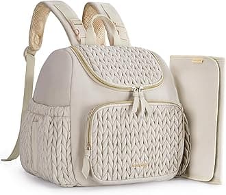 mommore Diaper Bag Small Diaper Backpack Stylish Baby Travel Backpacks with Insulated Pockets, Changing Pad, Stroller Straps