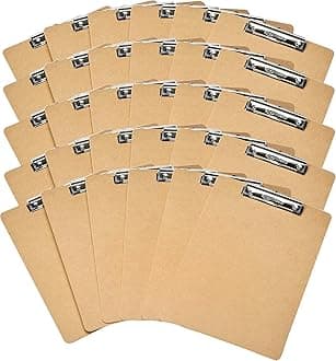 Amazon Basics Hardboard Office Clipboard, Letter Size, 9" x 12.5", Brown, 30-Pack