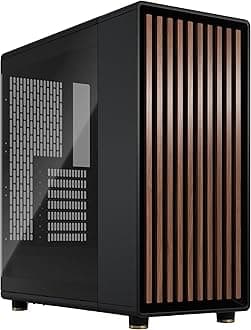 Fractal Design North - Genuine Walnut Wood Front - Mesh Side Panels - Two 140mm Aspect PWM Fans Included - Type C USB - ATX Airflow Mid Tower PC Gaming Case,Charcoal Black