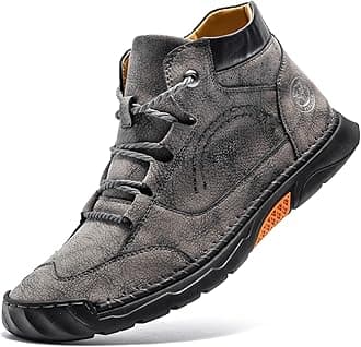 FLYLAND Men's Casual Leather Shoes Ankle Chukka Boots Fashion Sneakers Handmade Lightweight Loafers Mid Top Dress Boots Walking Driving Shoes