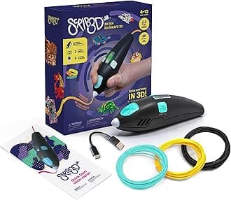 SCRIB3D Junior 3D Printing Pen Set with Filament, Activity Guide, and USB Charging Cable