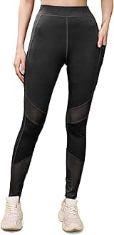 Stretchable Gym Pants for Women & Tights for Women Workout with Mesh Insert & Side Pockets
