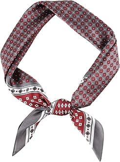 Vintage Silk Feel Square Scarf for Men Satin Bandana Tiny Pattern Print Neckerchief Geometry Head Scarf Fashion