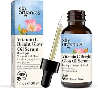 Sky Organics Bright Glow Face Serum,Vintamin C Serum, Helps Rejuvenate Dull Skin, Hydrating, Promotes Brighter-looking Complexion, with Vitamin E, Organic Jojoba Oil & Rosehip Oil, 1 fl oz