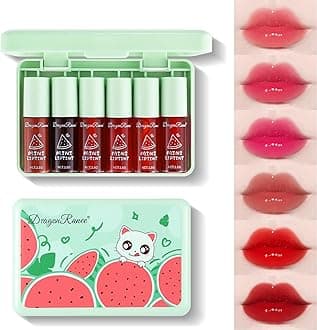 TITIMORE 6 Colours Lip Tint Stain Set Mini Liquid Glaze Lip Gloss Liquid Lipstick Hydrating Waterproof Moisturiser Lip Gloss Long Lasting Shiny Lip Stains Colour Makeup