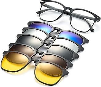 JIM HALO Magnetic Polarised Clip on Sunglasses Plastic Frame for Night Driving Pack of 5