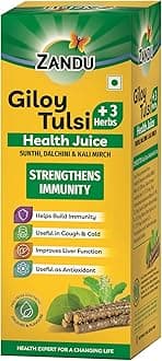 Zandu Giloy Tulsi + 3 Herbs Health Juice | Helps Build Immunity | Useful in Cough & Cold, Respiratory Health | Improves Liver Function| No Added Sugar (1000ml)