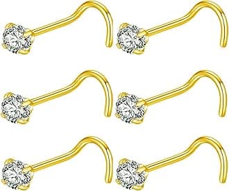 316L Surgical Steel 22g/20g/18g Nose Rings Studs L-Shape Nose Nostrial Piercing Body Jewerly L Shaped Nose Studs 1.5mm 2mm 2.5mm 3mm CZ Nose Screw Studs Rings for Women