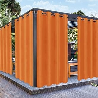 PureFit Outdoor Curtains for Patio Waterproof Weatherproof, UV Resistant Outside Curtains for Gazebo, Front Porch, Pergola, Sun Blocking Privacy Curtain, 52W x 84L inch, 1 Panel, Orange