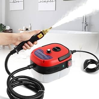 Moongiantgo High Pressure Steam Cleaner, 2500W Portable High Temp Bathroom Power Steamer Cleaning Machine For Home Use Grout Tile Kitchen Grease Car Detailing Engine (110V, Red)