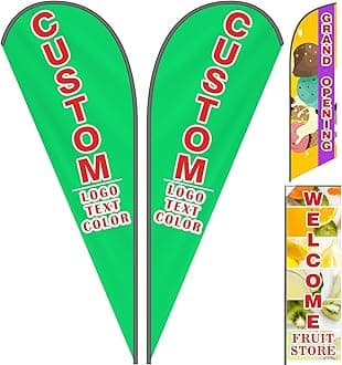 Custom Feather Flags for Business Outside Advertising, Personalized Double Sided Feather Banner Customized Logo Text for Open, Business Advertisement, Optional Pole Kit