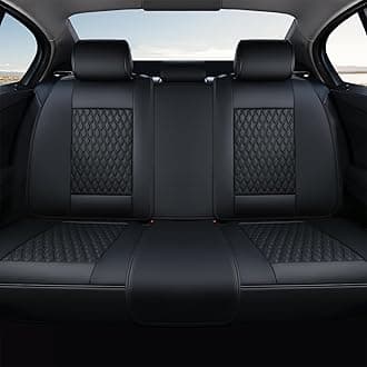 Coverado Rear Seat Covers, Leather Seat Cover for Car, Universal Waterproof Automotive Seat Cushion Protector for Most Cars Trucks SUV (Black)
