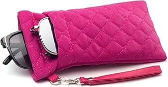 Face Shadow Double Glasses Case Soft Eyeglass Case For Women Men Squeeze Top Sunglasses Case With Cleaning Cloth