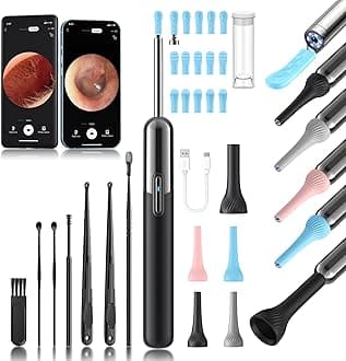 Yorsfun Ear Wax Removal, 3 in 1 Earwax Removal Kit, 1080P HD Ear Cleaner with Camera, FSA HSA Eligible, Otoscope with 7 Ear Spoon, Ear Cleaning 6 LED Lights 15 Ear Tips, Ear Camera for iOS & Android