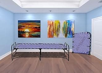 - ARTEMIST Portable Single Folding Bed Space Saving Heavy Duty Foldable khat Cot for Sleeping Sturdy Metal Frame Space Saving Design 3X6 feet (ModernBed, Painted, Virgin Stripe, Multi-color)
