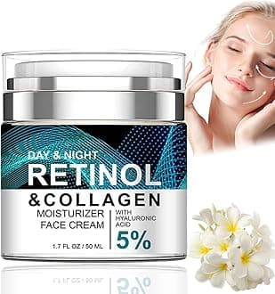 Retinol Collagen Cream for Face With 5% Hyaluronic Acid,Face Cream for Women,Retinol Face Cream With Collagen,Retinol Serum for Face,Anti-Aging Retinol Cream,Anti Wrinkle Face Cream,Night Moisturiser