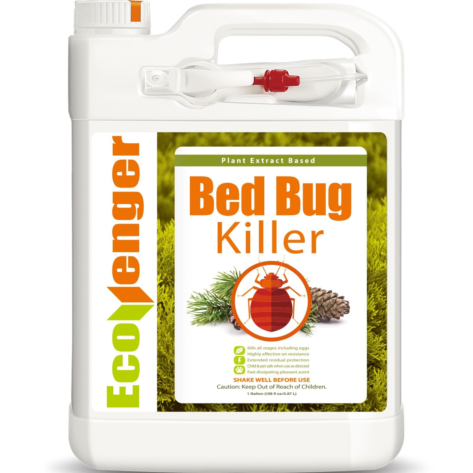 (Formerly EcoRaider) Bed Bug Killer with Remote Sprayer 1Gal - Kills 100% All Stages on Contact- Kills Resistant Bugs- Kills Eggs- 14 Day Residual Protection- Non-toxic- Child & Pet Friendly