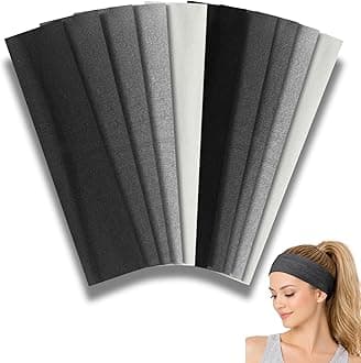Styla Hair Headbands for Women Stretch Fashion Head Bands 10 Pack Non-Slip Head Wraps Great for Spa, Sports, Yoga, Pilates, Running, Gym Headband, Workouts (Black Grey)