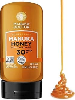 Manuka Doctor Multi Floral Manuka Honey MGO 30+ – Squeeze Type, 100% Pure New Zealand Honey Certified and Guaranteed, Unheated, Non-GMO (300g)