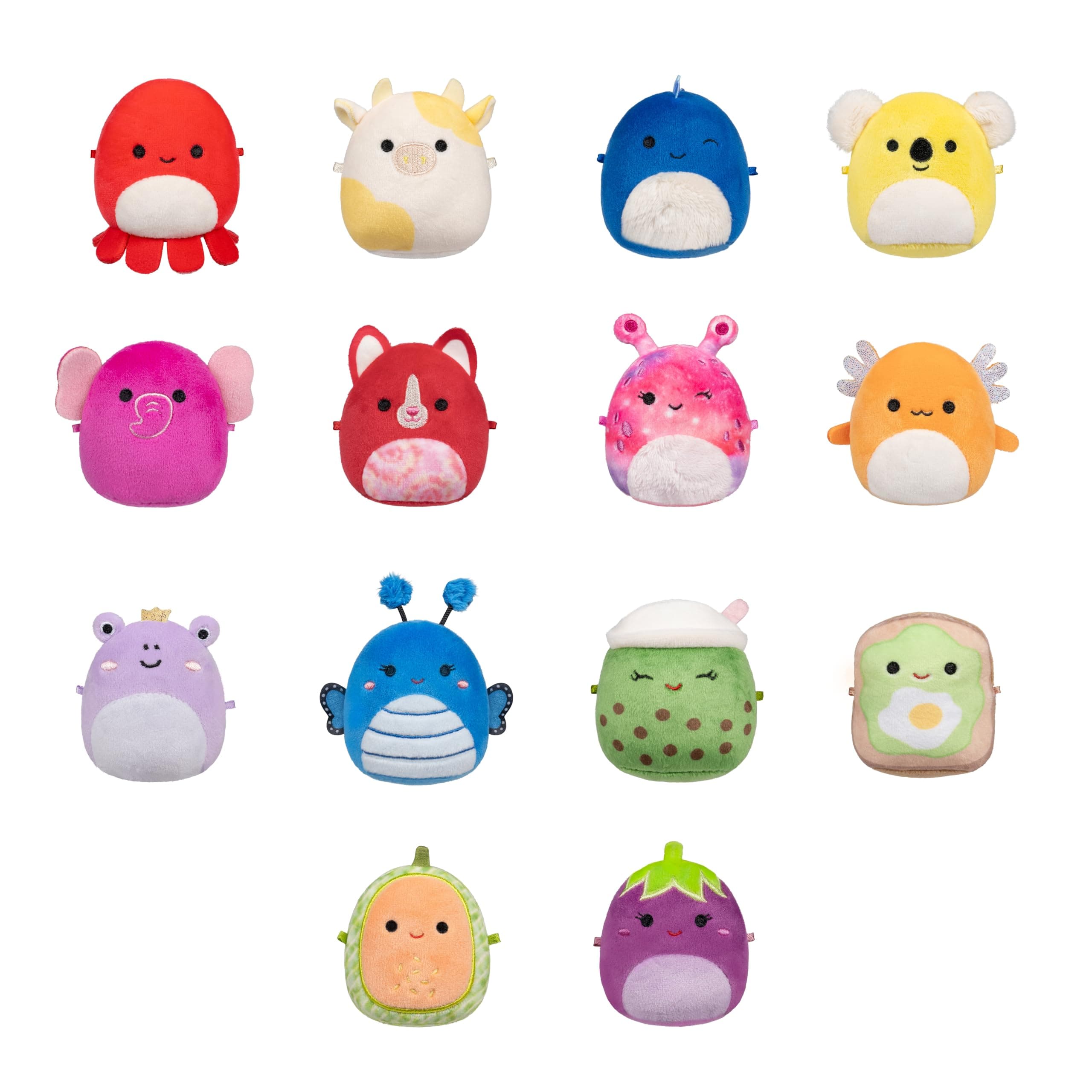 Micromallows Squishmallows Original Plush Rainbow 14-Pack (Amazon Exclusive) 2.5 Inch Includes Squishmallow favourites Veronica the Octopus, Nico the Axolotl and Waverly the Butterfly