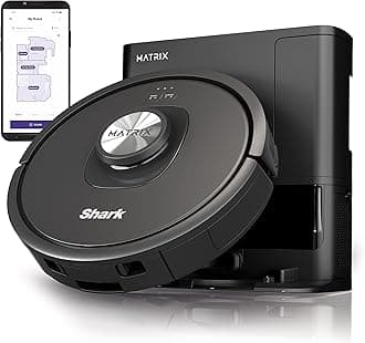 Shark RV2310AE Matrix Self-Emptying Robot Vacuum with Bagless, 45-Day Capacity, Self-Cleaning Brushroll for Pet Hair, No Spots Missed on Carpets & Hard Floors, Precision Home Mapping, Wi-Fi, Black