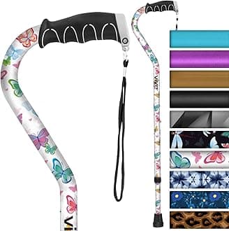 Walking Cane for Women, Men, Elderly - Patented Offset Grip - Lightweight Adjustable Walking Aid with a Non-Slip Tip - Sturdy Balancing Mobility Aid for Seniors