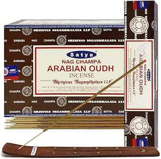 TRUMIRI Arabian Oudh & Herbal Incense Sticks (180 Pieces, 12 Sets, 1 Pack) with Trumiri Incense Holder