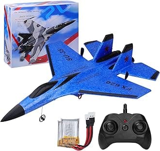 RC Plane 2CH Remote Control Plane SU35 RC Jet 2.4GHz RC Airplane RTF Easy to Fly FX620 Airplane Toys for Beginner, Kids and Adults,with Night Lights USB Charging（Blue）
