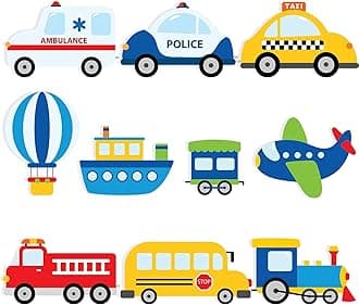 40 Pcs Transportation Cutouts for Kids' Party - Transportation Photo Prop - Transportation Party Decorations
