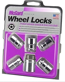 24537 Cone Seat Wheel Locks Chrome (M12 x 1.5 Thread Size) - Set of 5, 5 Locks / 1 Key