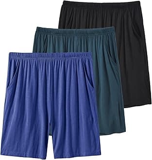 MoFiz Men's Pyjama Shorts Bottoms Ultra Soft Modal Lounge Wear Shorts with Pockets