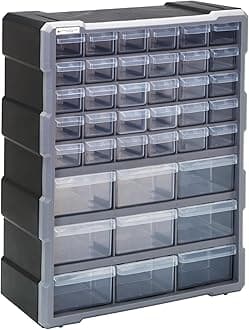 Quantum Storage Systems (39 Drawers) - PDC-39BK Clear Plastic Parts Hardware and Craft Drawer Cabinet, 39 Drawers
