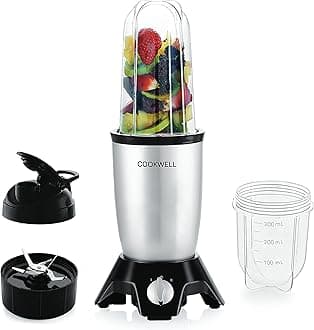 Cookwell Bullet Mixer Grinder (2 Jars, 1 Blade, Silver) - Copper, 600 Watts - 2 Year Warranty