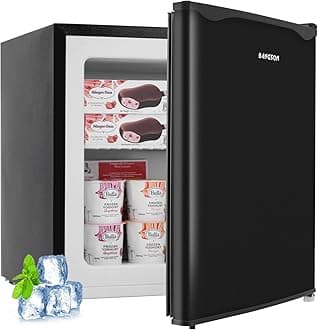 BANGSON Upright Freezer,1.1Cu.ft Energy-Saving Mini Freezer with Removable Shelf with Ultra Low Power 40W, Single Door Small Freezer for Home/Dorms/Apartment/Office (Black)
