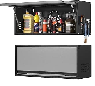Coolsun Metal Wall Cabinet, Garage Wall Cabinet with Up-Flip Door, 31.5" Wall Mounted Metal Storage Cabinet for Kitchen,Garage,Basement,Warehouse Assembly Required-31.5" W*12.6 D*13.8 H