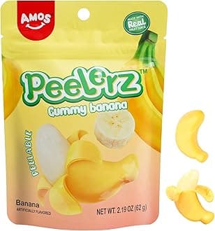 Peelerz Banana Gummies,Peelable Banana Candy,Peeling Fruit Snacks Fat Free, Resealable 2.19oz Bag (Pack of 3)