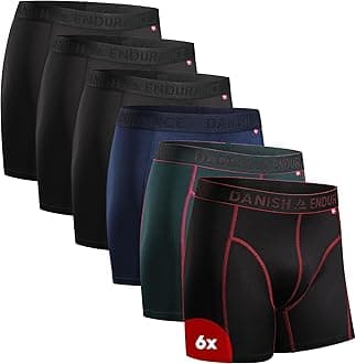 DANISH ENDURANCE Men's Sports Boxers, Underwear, For Exercise, Front Closure, Sweat Absorbent, Quick Drying, Stretchable, 3/6 Pairs