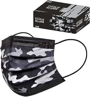 CSD Colo 30 Pcs Black Camo Disposable Face Masks, 3 Ply Adult Mask with Elastic Ear Loop, Nose Bridge Clip, Breathable Comfortable Mask Great for Indoor, Outdoors Use (Shadow Black Camo)