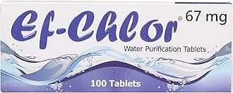 Ef-Chlor 67 mg Water Purification Tablets - Pack of 100 Tablets / 1 tablet Purifies 10 Liters of Water for Clean and Safe Drinking Water