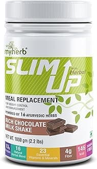 MYHERB Slim Up Meal Replacement Shake With 15 Natural Herbal Blend (Ayurvedic Formula) For Weight Control&Management-13.5g Protein-23 Vitamins For Men&Women (Chocolate Milk Shake, 1000 gm)